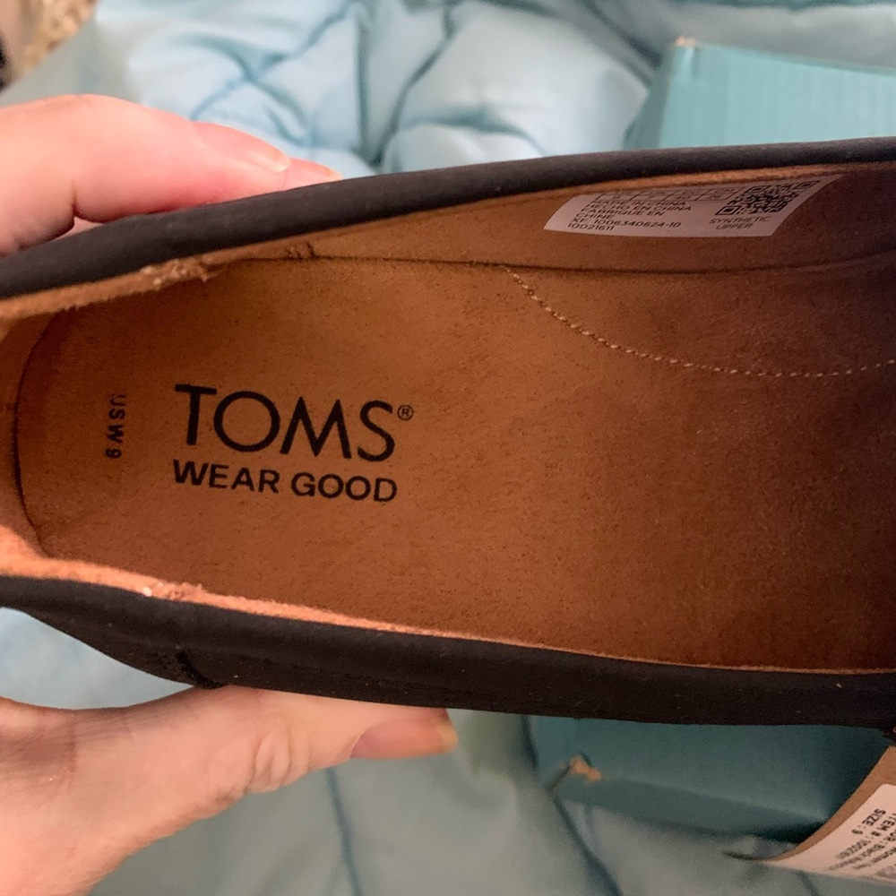 TOMS Black Slip-On Penny Loafers - Picture 2 of 4